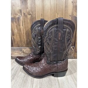 Corral Men's Ostrich Woven Chocolate Narrow Snip Toe Western Boots A3468 Size 10